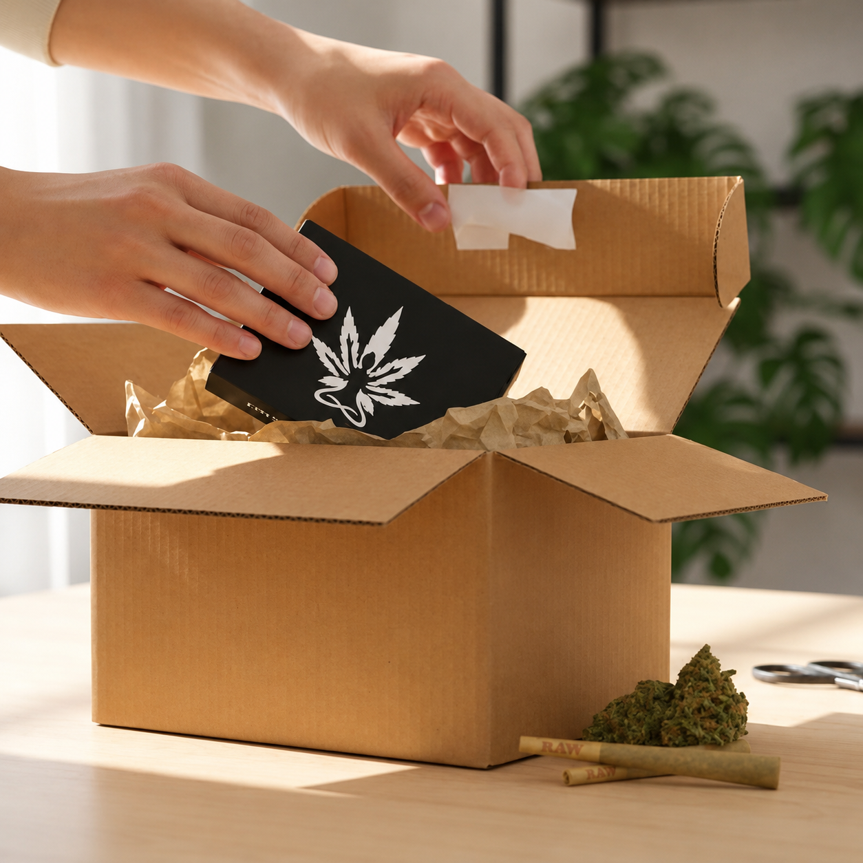 PURE BOTANICA Premium Pre-Roll | Handgerollter Cannabis-Joint in Premium-Qualität Hochauflösende Lifestyle-Aufnahme einer Person, die einen Premium-Pre-Roll von PURE BOTANICA in den Händen hält. Der sorgfältig gerollte Cannabis-Joint steht im Fokus vor einem modernen Wohnbereich und vermittelt hochwertige Verarbeitung, natürliche Cannabisblüten und ein stilvolles Premium-Erlebnis für Erwachsene.