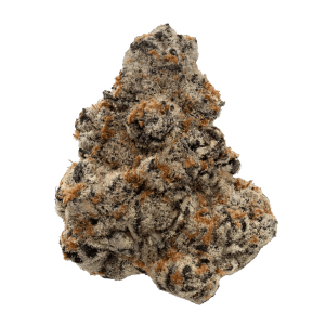 Close-up of a premium Northern Lights Hybrid cannabis flower featuring dense frosty buds, vibrant orange pistils, and abundant crystal-covered trichomes.