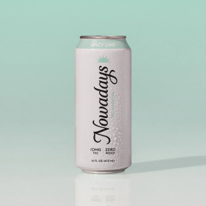 Minimalistische Produktaufnahme einer Premium-Spicy-Lime-THC-Getränkedose von PURE BOTANICA vor einem hellen mintgrünen Hintergrund. Die elegante weiße Dose mit modernem Design und würzigem Limettengeschmack vermittelt Premium-Qualität und ein stilvolles Cannabis-Getränk für Erwachsene.