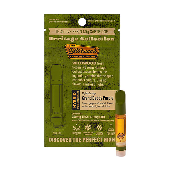 wildwood heritage collection thca live resin 1g cartridge grand daddy purple wildwood heritage collection thca live resin 1g cartridge grand daddy purple