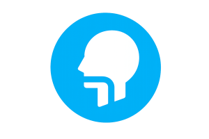 Konsumformen High-quality transparent icon featuring a white side-profile head and throat inside a blue circular design, representing oral health, throat care, mouth wellness, ENT health, and upper respiratory system support.